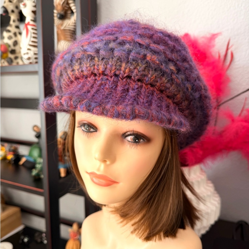 Italian Purple Knit Pageboy Hat - Picture 5 of 9